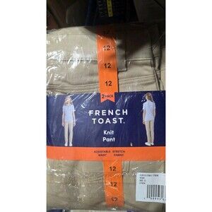French Toast Girls SKINNY Knit Pants Uniform Adjustable waist 2 Pk(KHAKI 12 )NWT